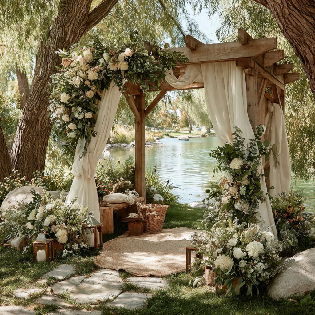 a budget conscious wedding arbor using simple rental