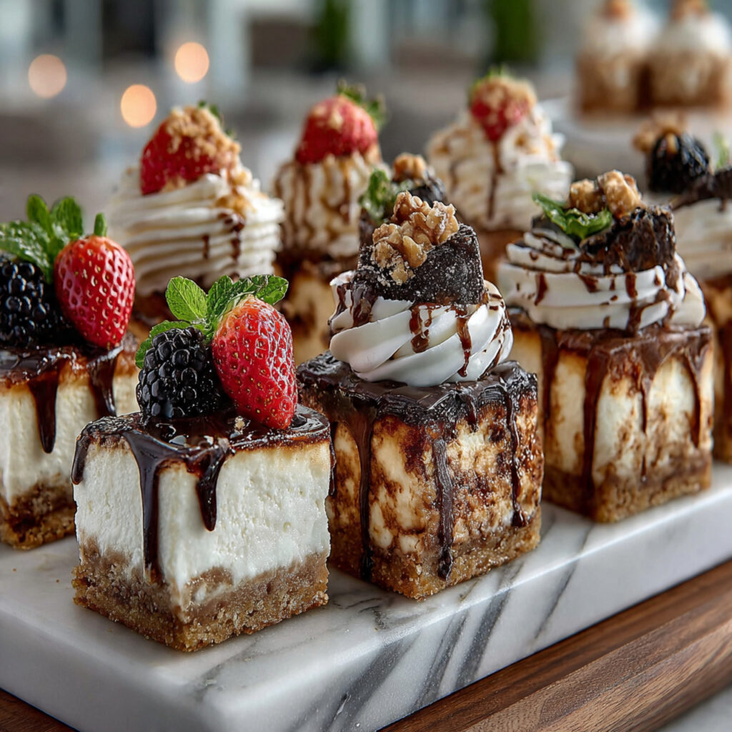 a chilled dessert buffet showcasing mini cheesecakes