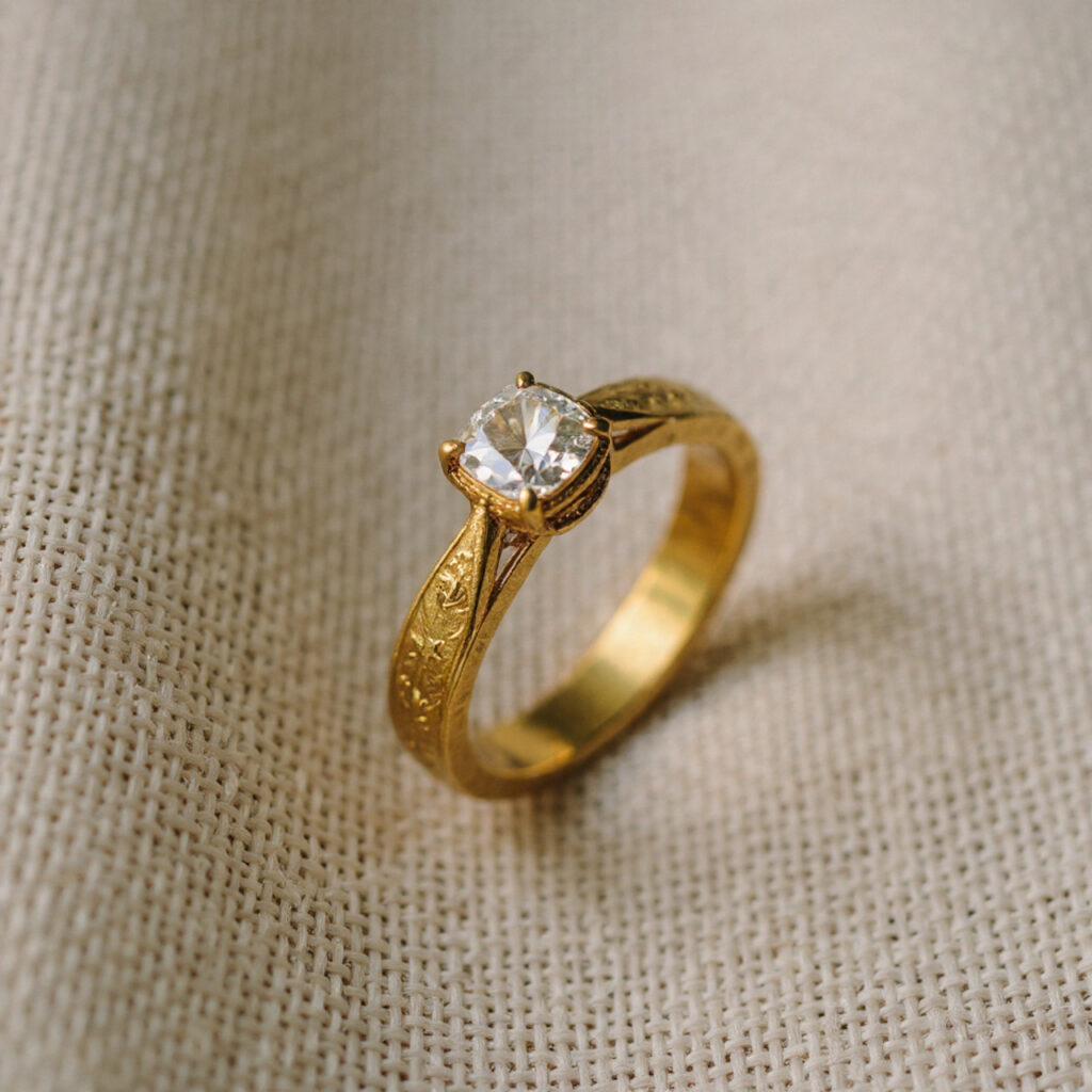 a close up of an antique engagement ring