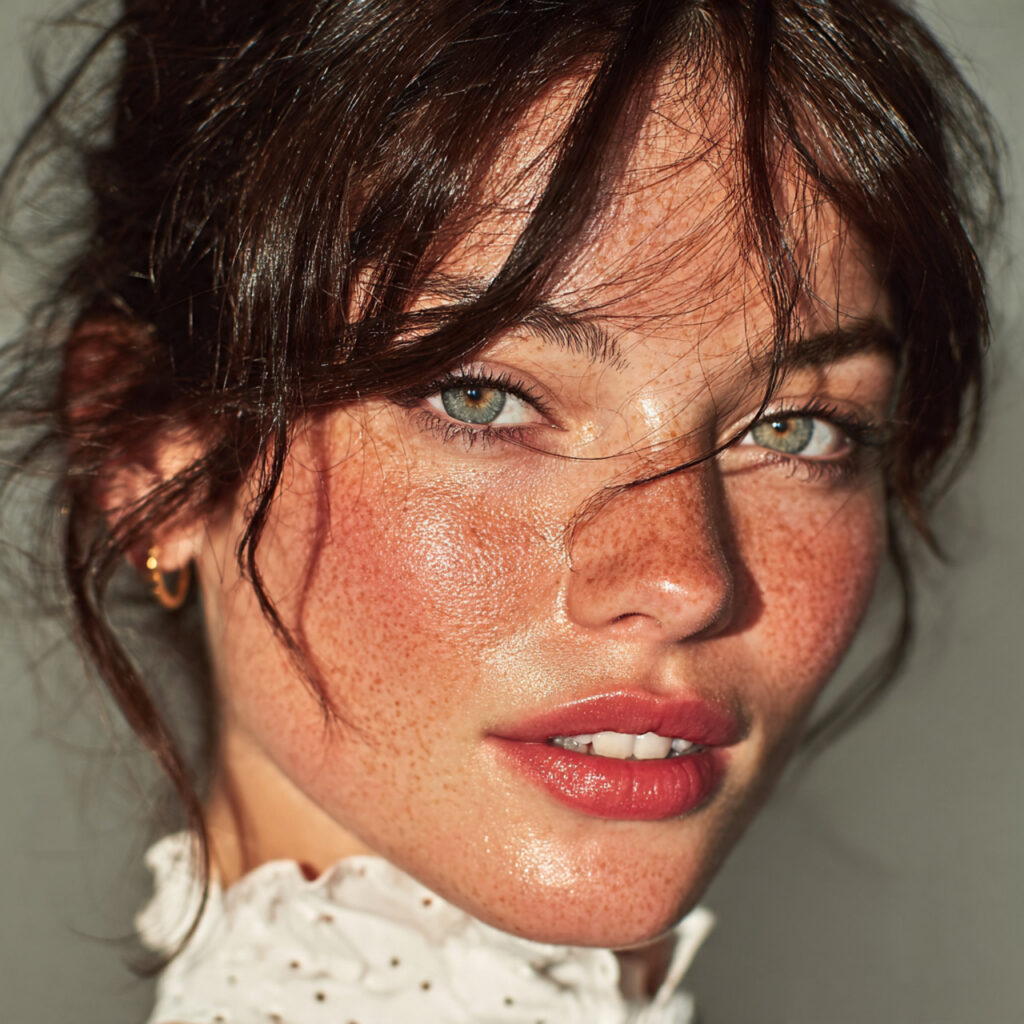 a close up of dewy skin bridal shower