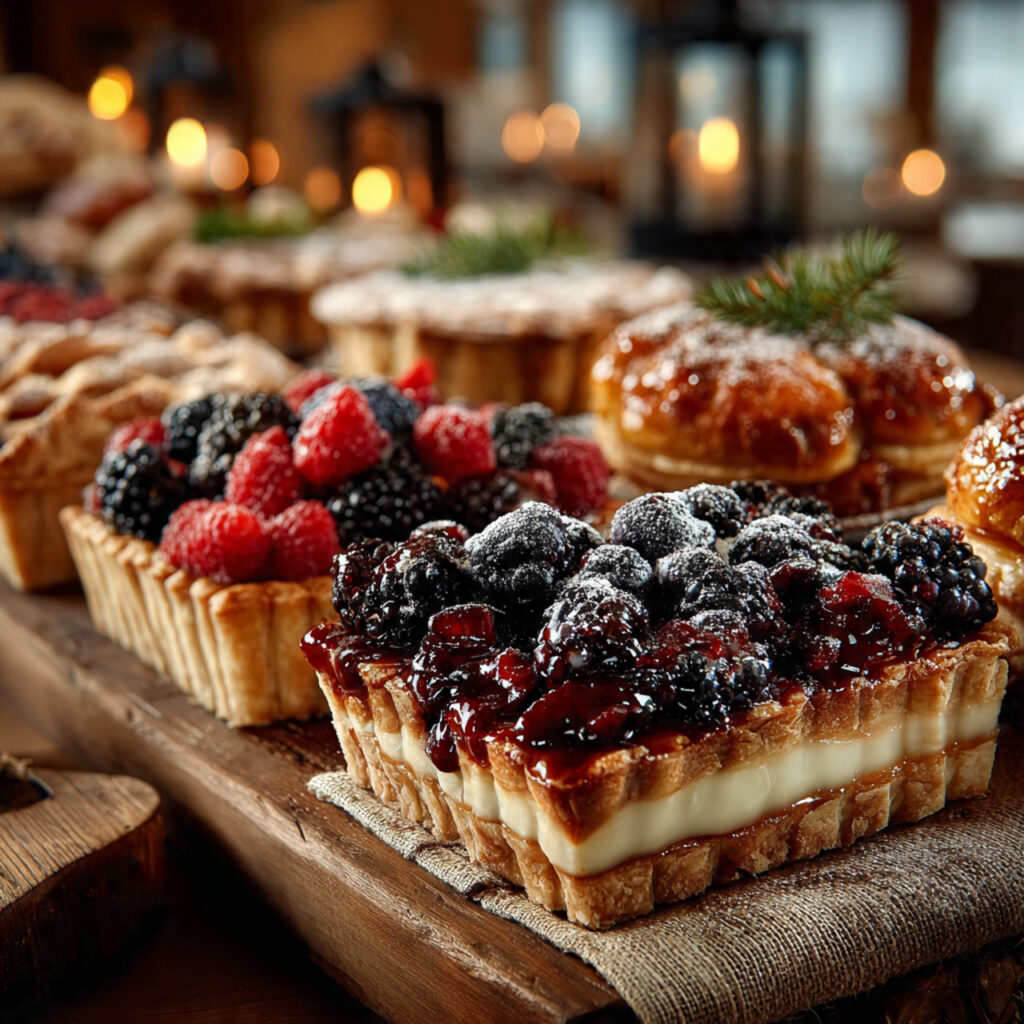 a comforting dessert buffet with sliced fruit