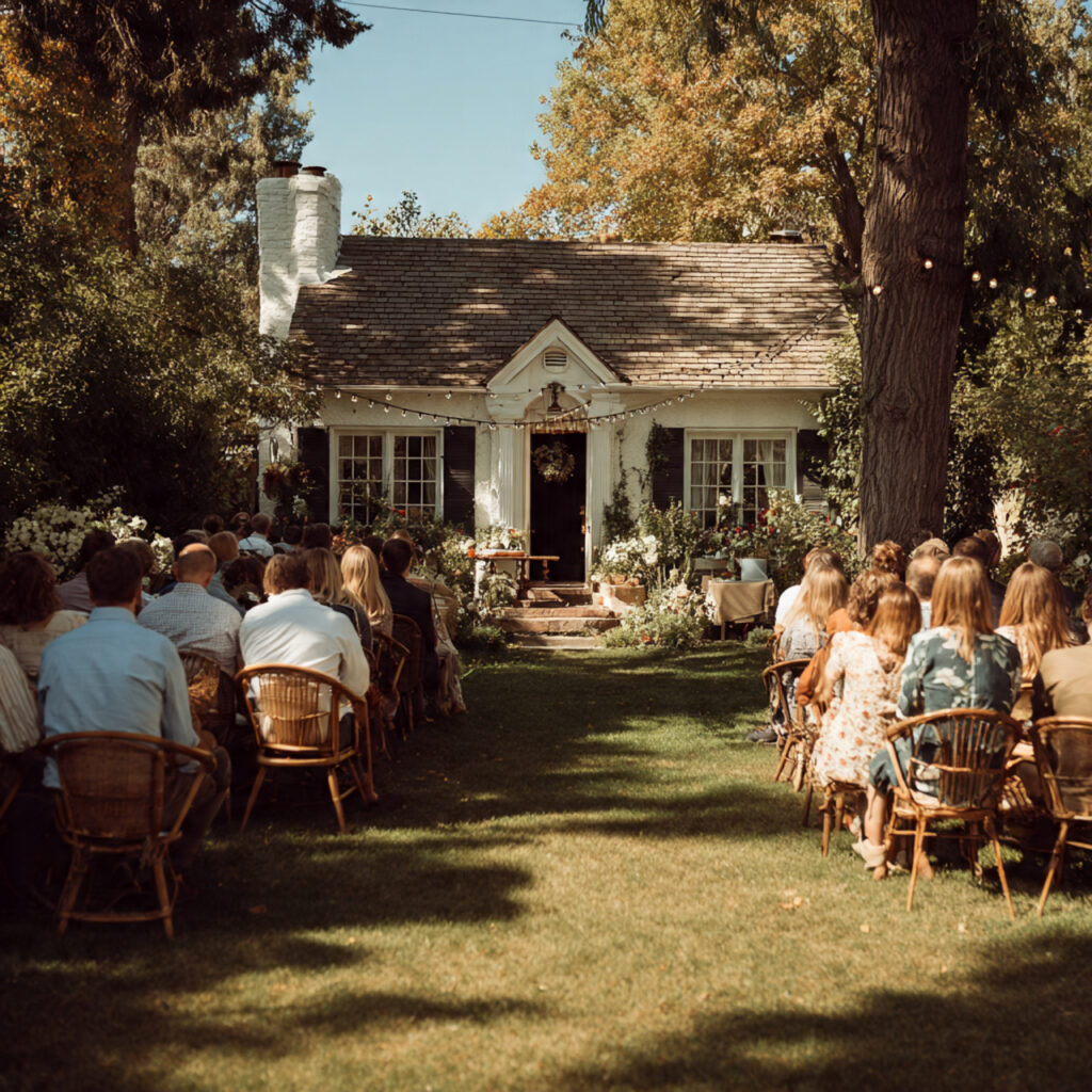 a cozy backyard wedding with a small