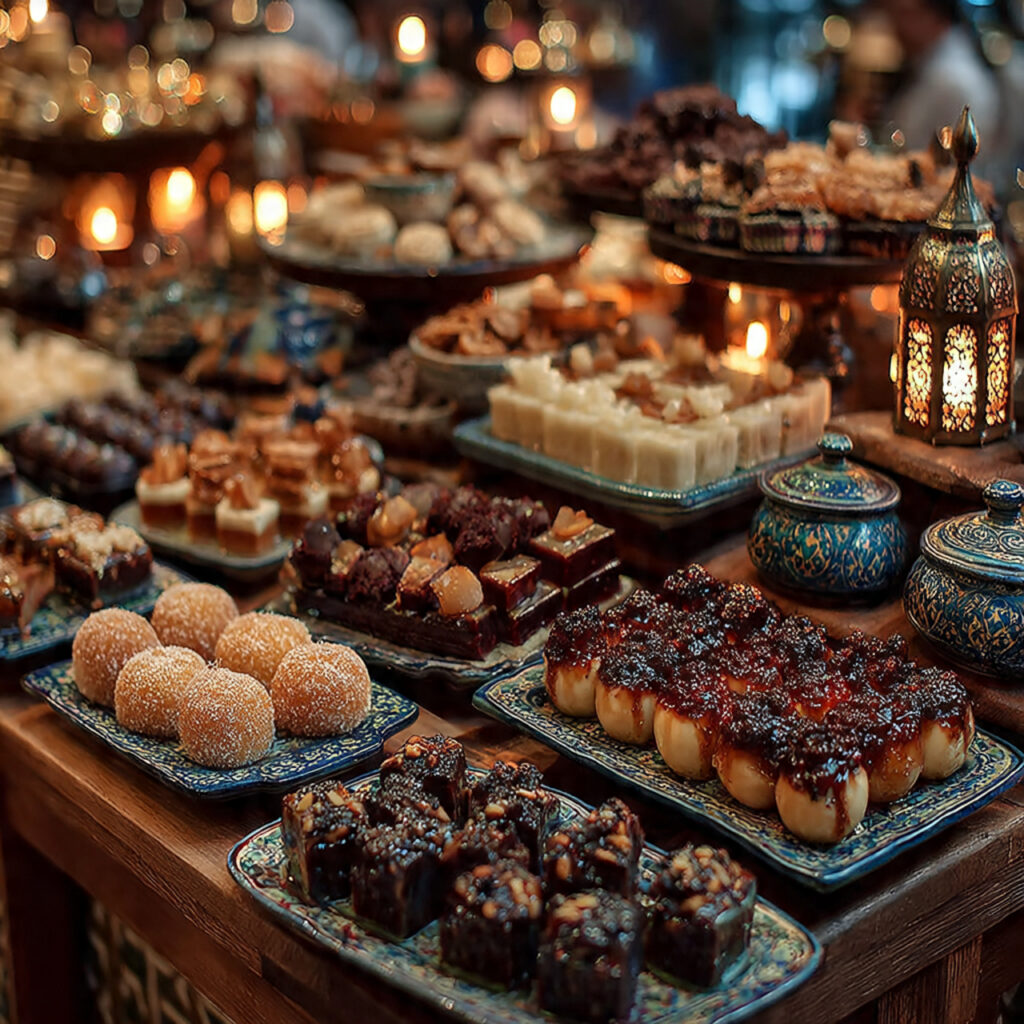 a culturally inspired dessert buffet with traditional