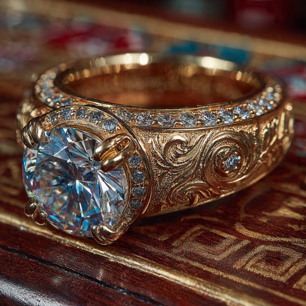 a custom engagement ring incorporating traditional cultural
