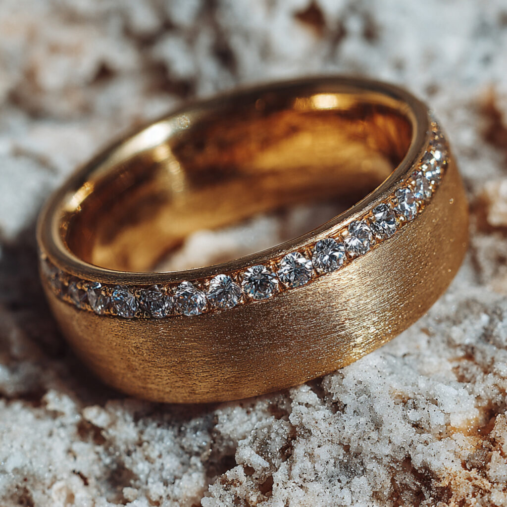 a custom engagement ring with a matte