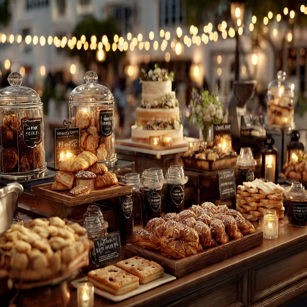 a dessert buffet paired with a coffee