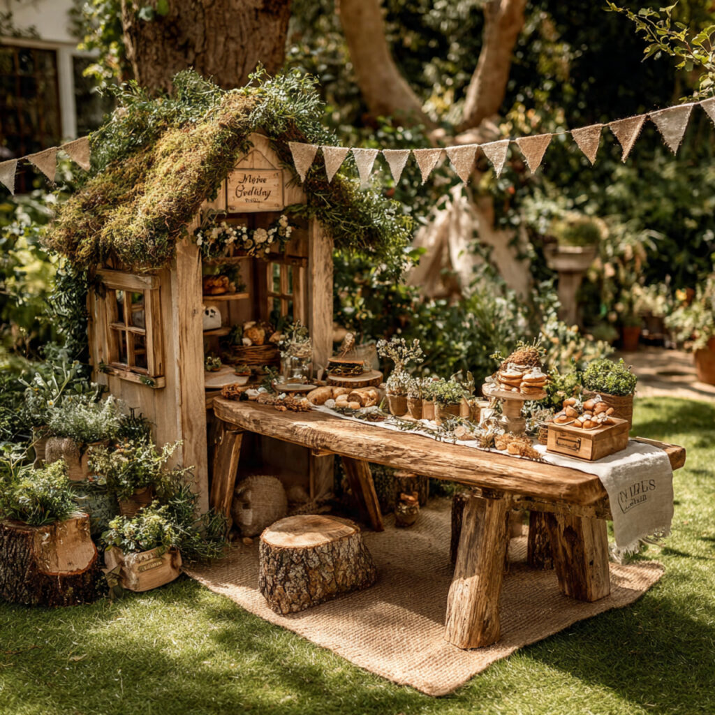 a garden wedding kids activity corner with