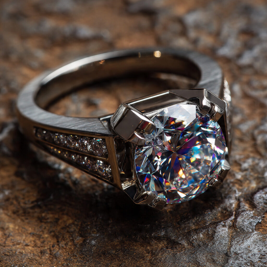 a geometric custom engagement ring with sharp