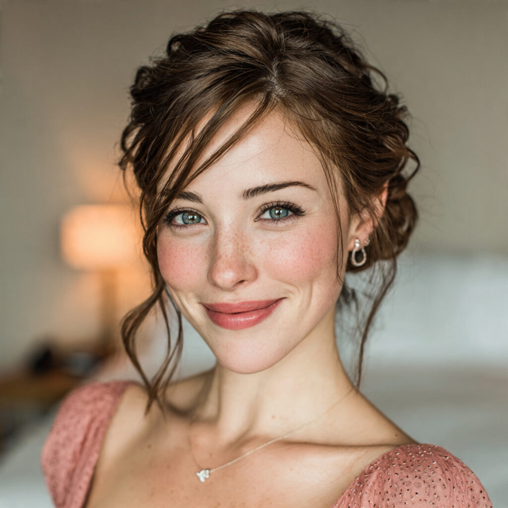 a graceful bridal look featuring elegant daytime