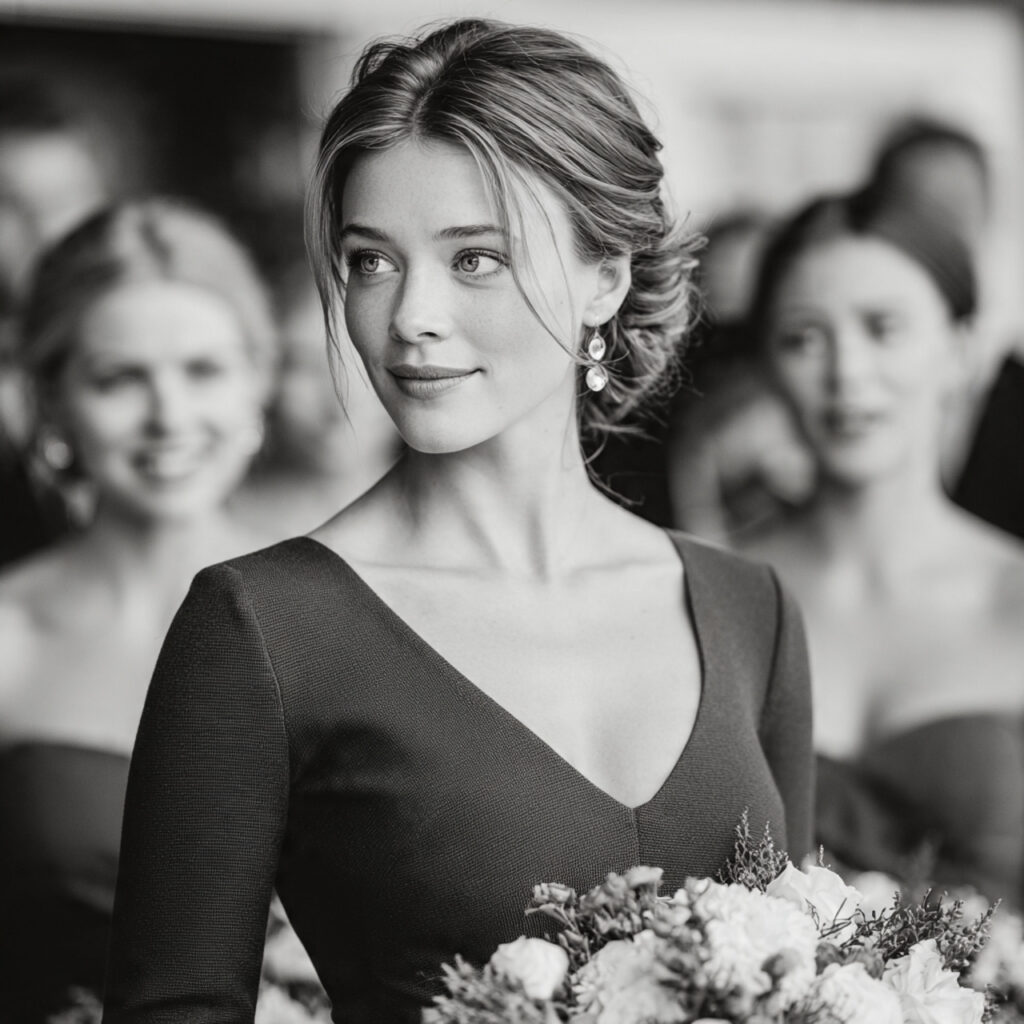 a maid of honor standing beside the