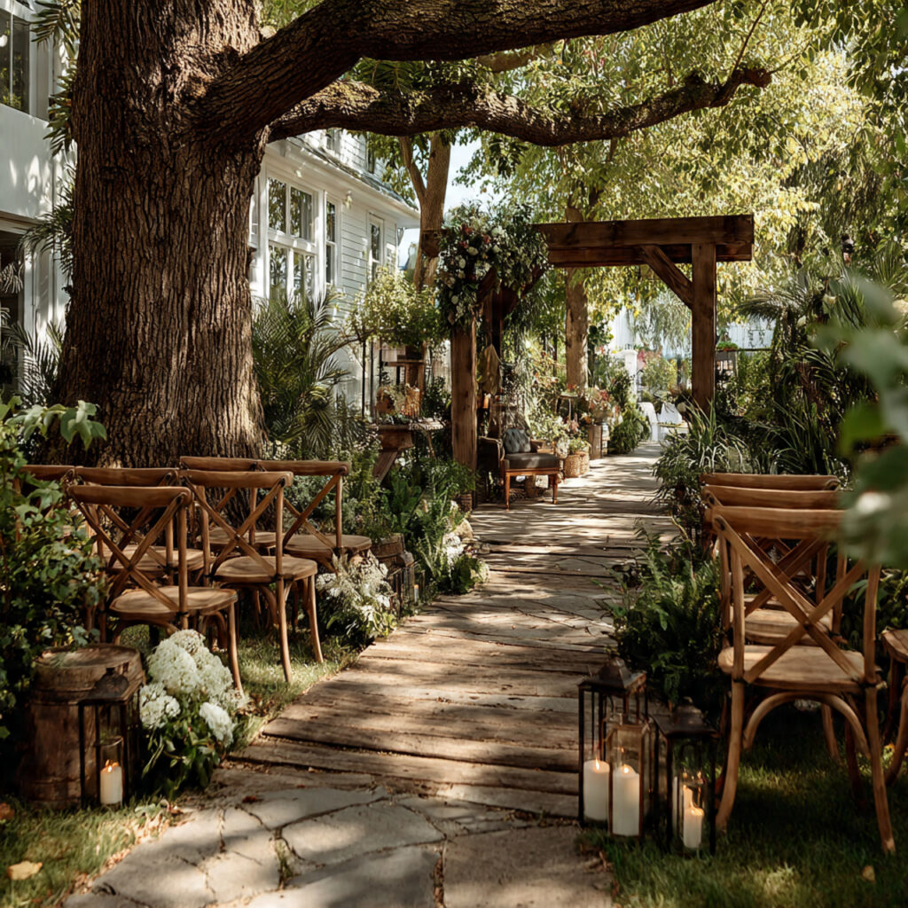 a micro backyard wedding ceremony with simple