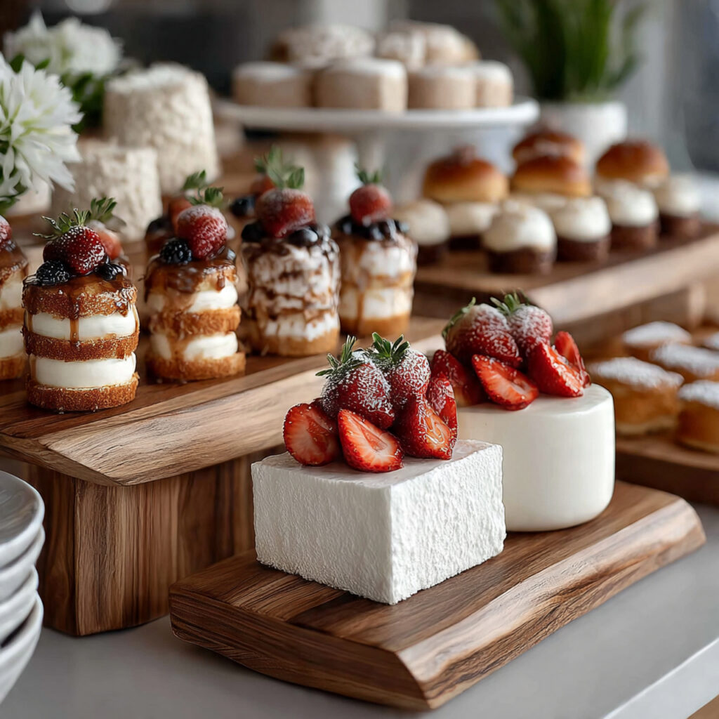 a minimalist dessert buffet with only a