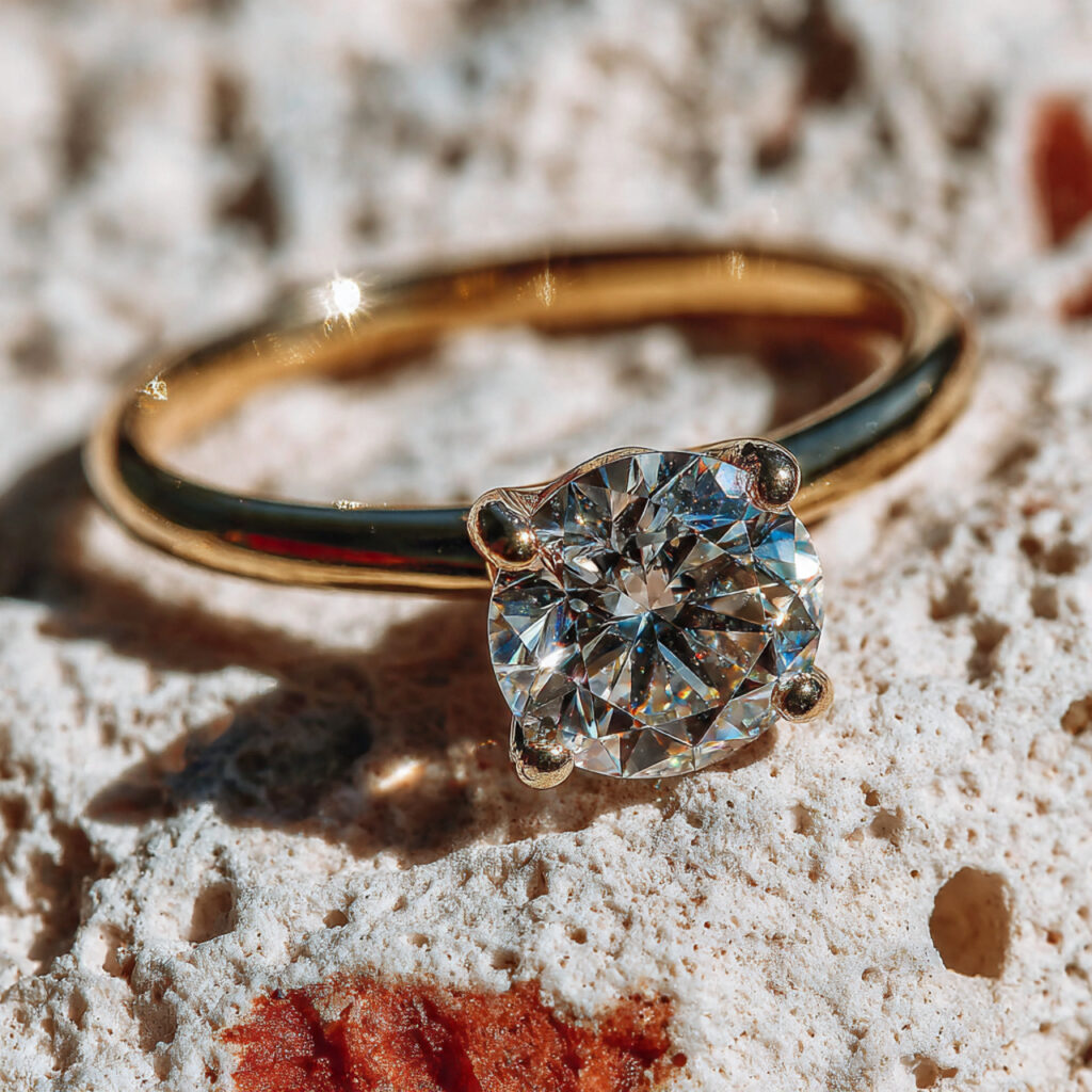 a modern custom engagement ring with a