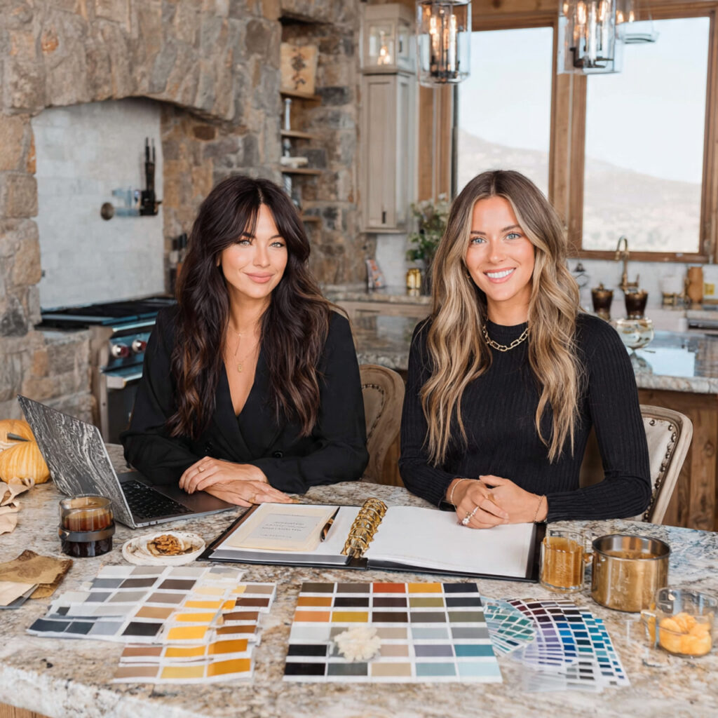 a modern kitchen table with a laptop