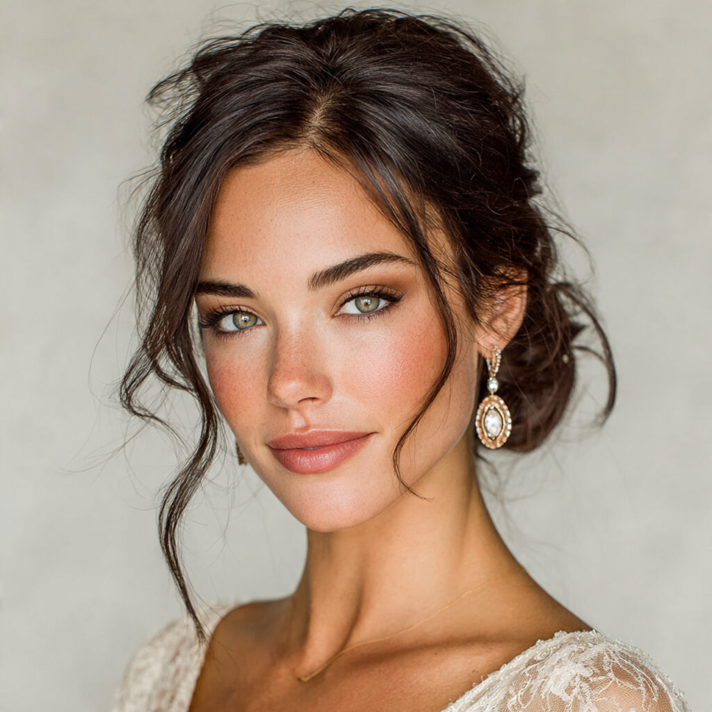 a natural bridal portrait featuring neutral