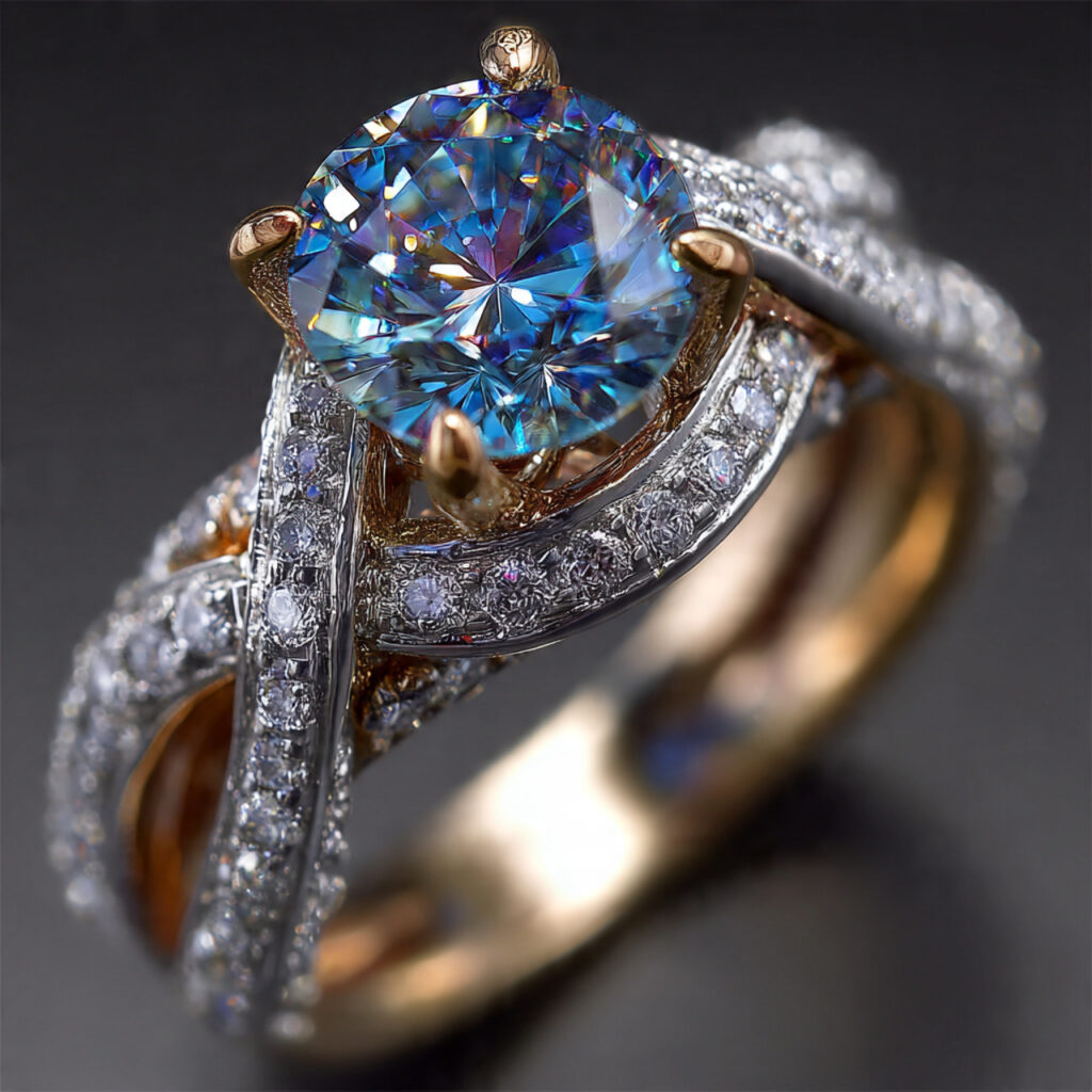 a one of a kind artistic custom engagement ring with