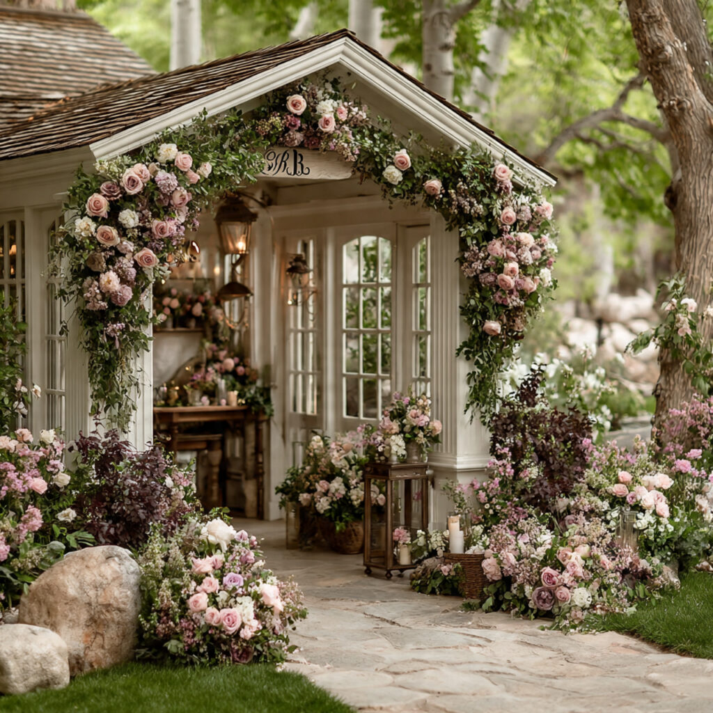a personalized wedding arbor with custom initials