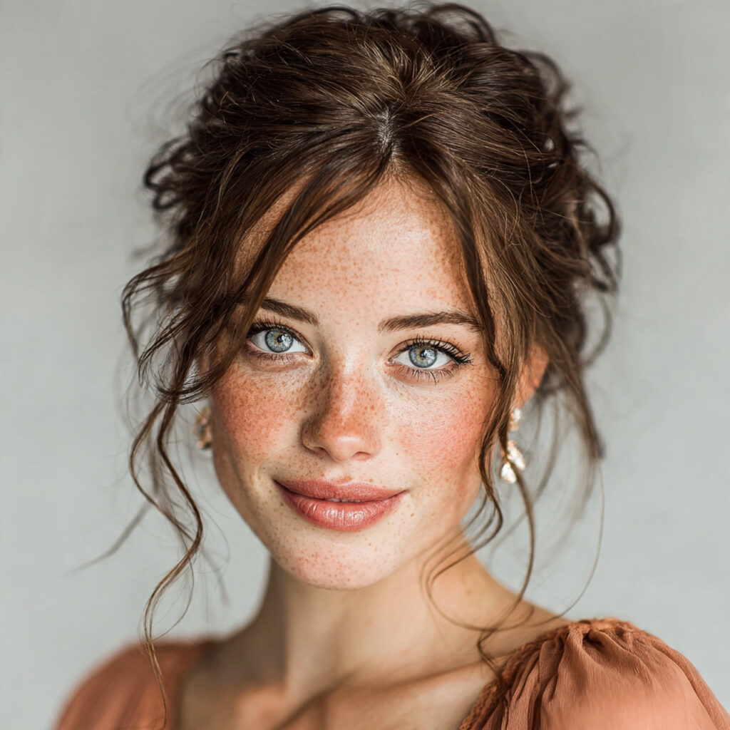 a photorealistic close up portrait of a bride