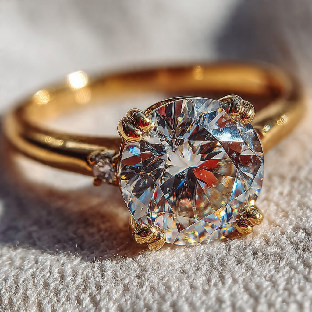 a photorealistic custom engagement ring featuring an