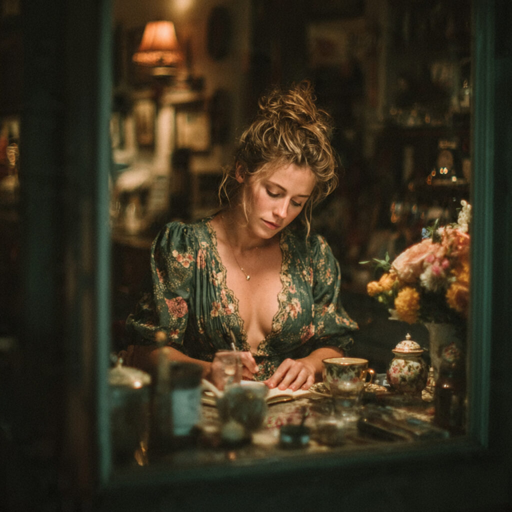 a quiet evening scene of a maid