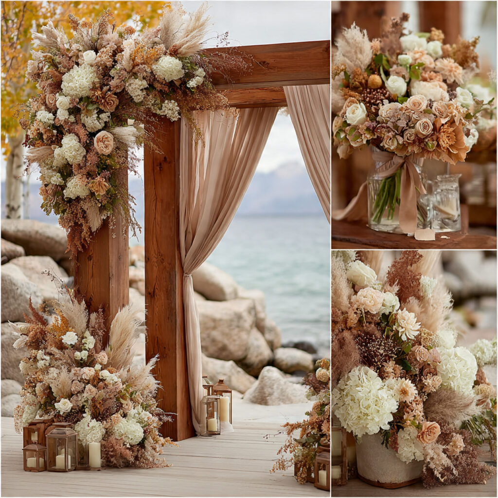a seasonal wedding arbor designed with seasonal