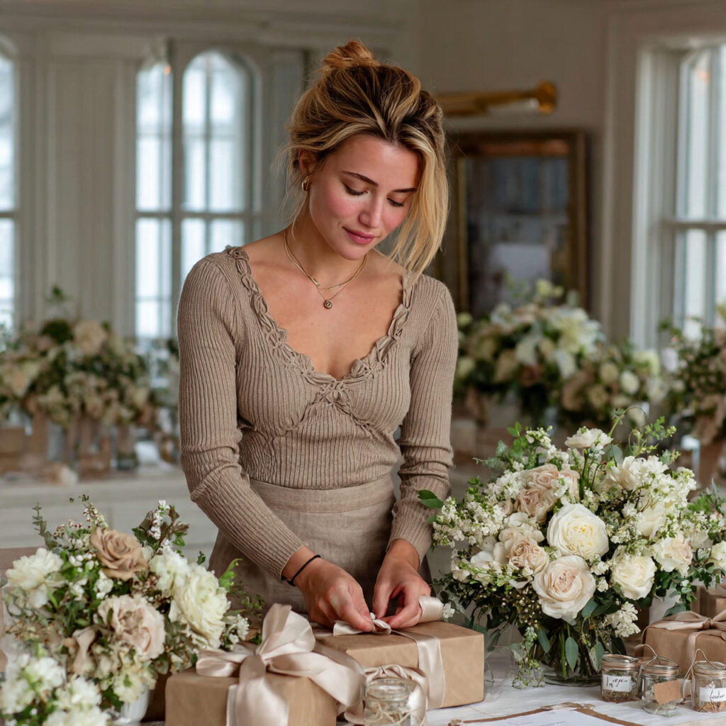 a styled bridal shower setup with soft