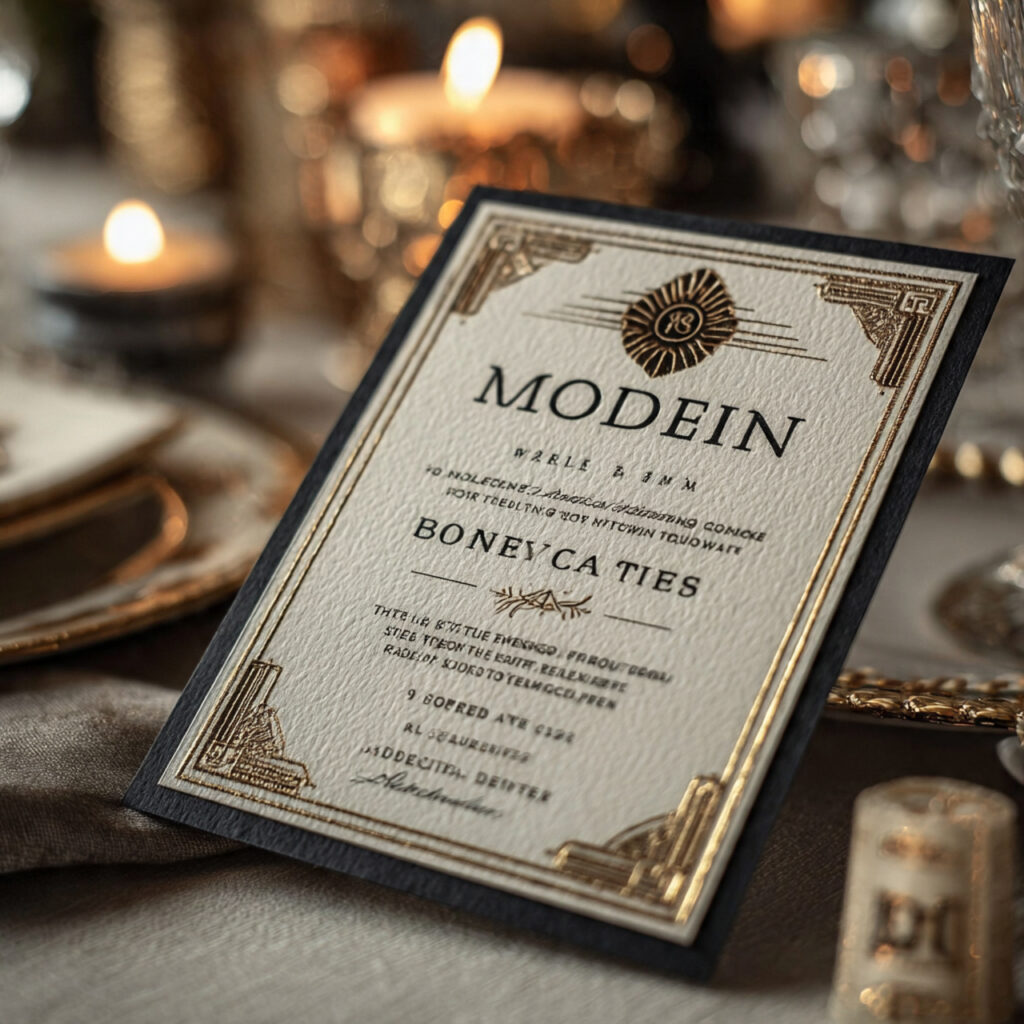 19 Vintage Wedding Invitations for Elegant and Classic Ceremonies 8 art deco inspired wedding invitation with bold