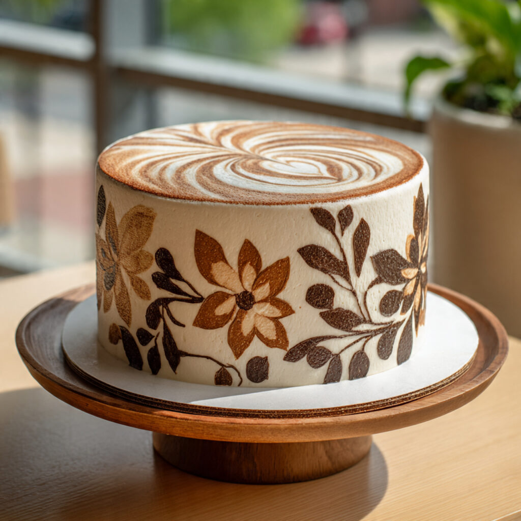 artisan coffee themed groom s cake with latte art
