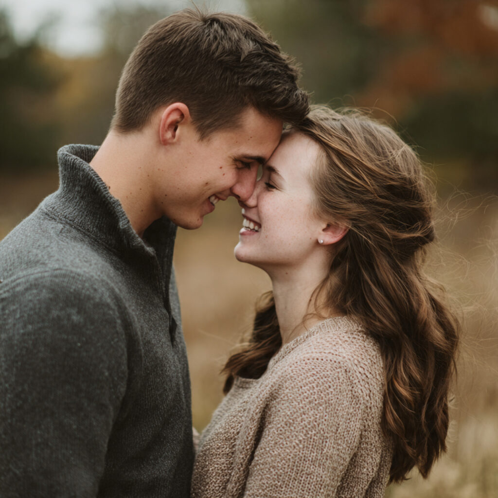 21 Cozy and Stylish Fall Engagement Photo Outfit Ideas 19 autumn engagement photos with soft muted colors 2