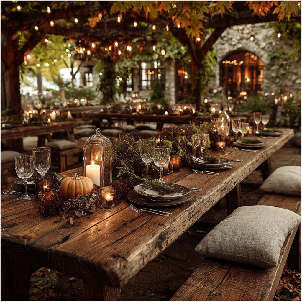 autumn wedding decor with fall foliage warm 1
