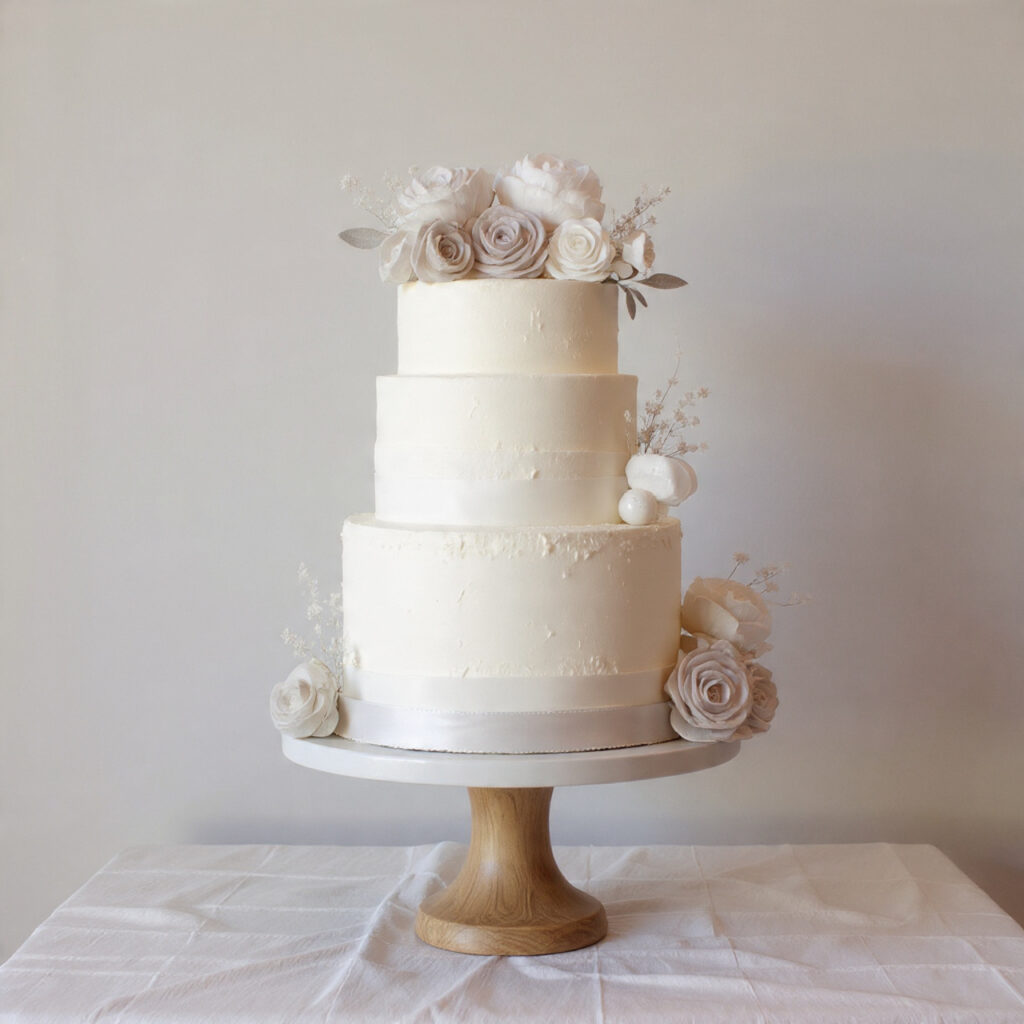 baby shower dessert table with soft fabric