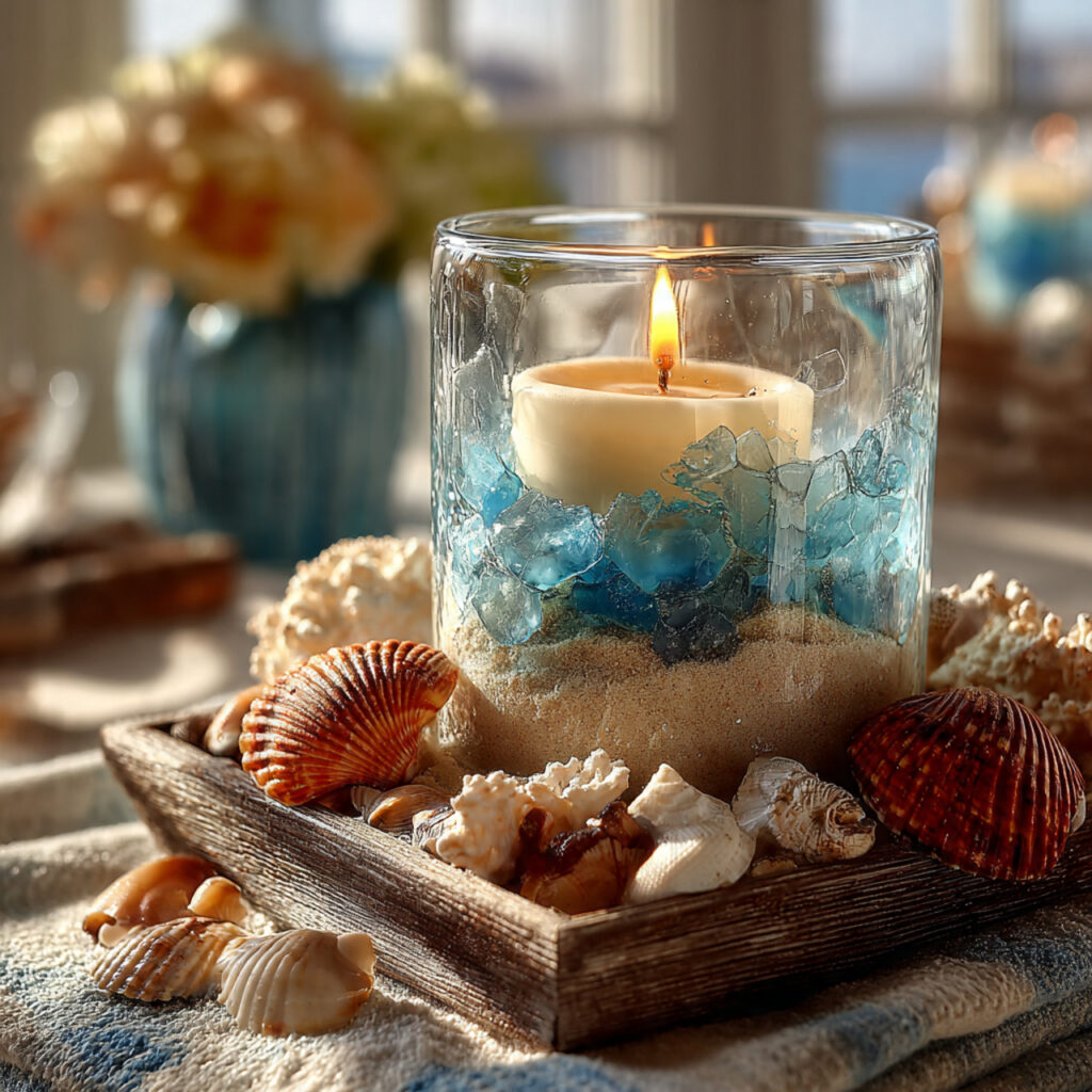 22 DIY Dollar Tree Centerpieces That Are Easy and Elegant 8 beach themed diy dollar tree centerpiece with