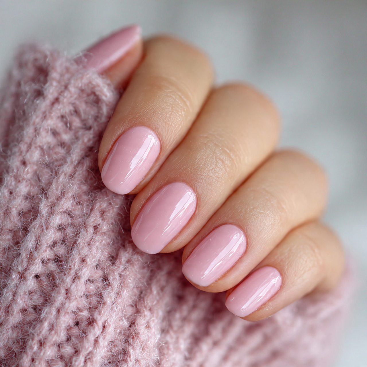 Blush Pink Gloss Nails