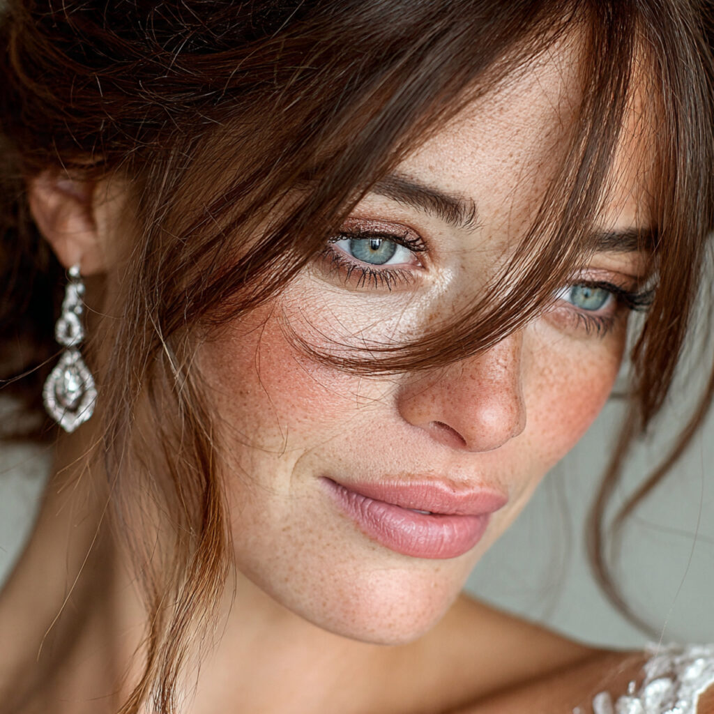 bridal close up highlighting soft natural eyebrows hair like