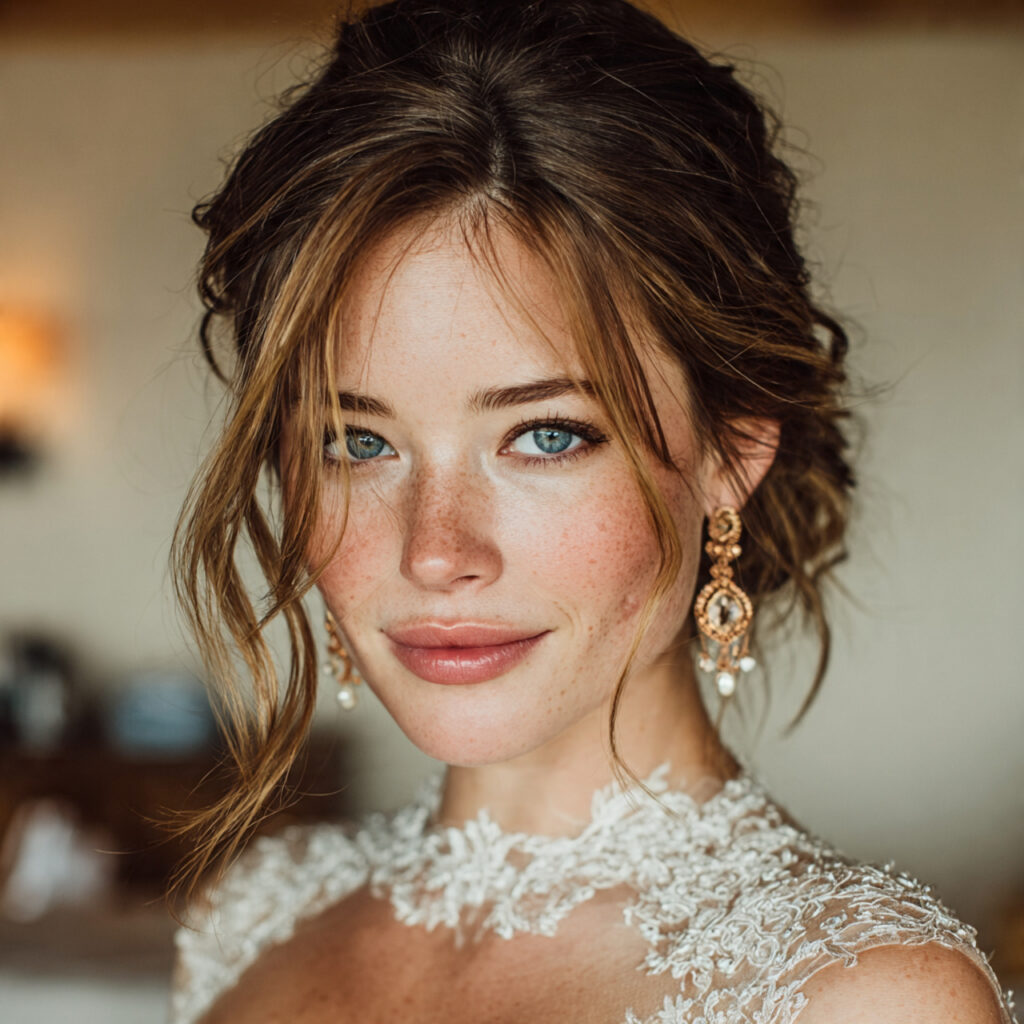 bridal makeup featuring soft smoked eyeliner brown