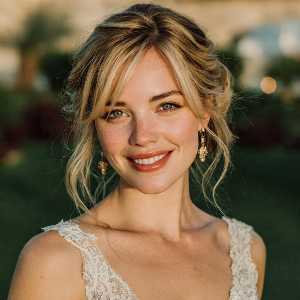 bridal makeup with warm bronzer on high