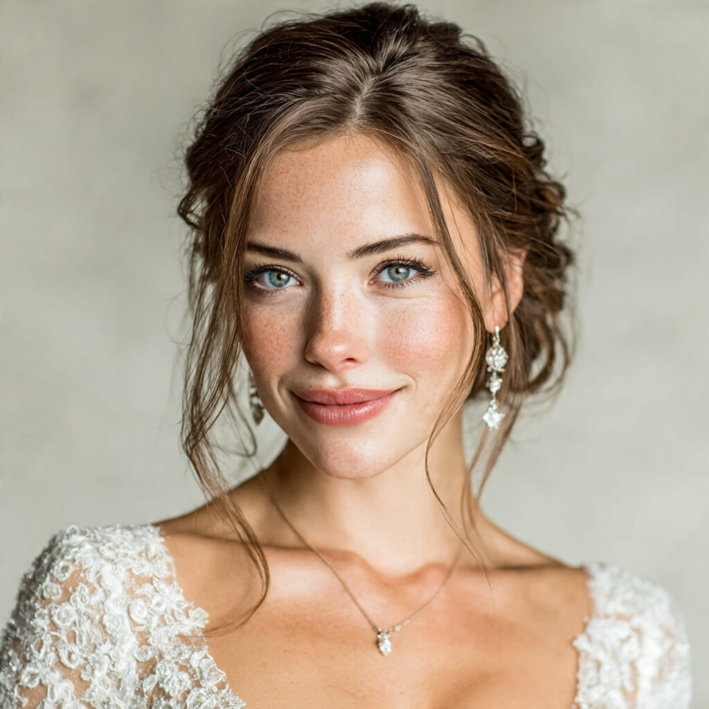 bridal portrait with polished soft glam makeup