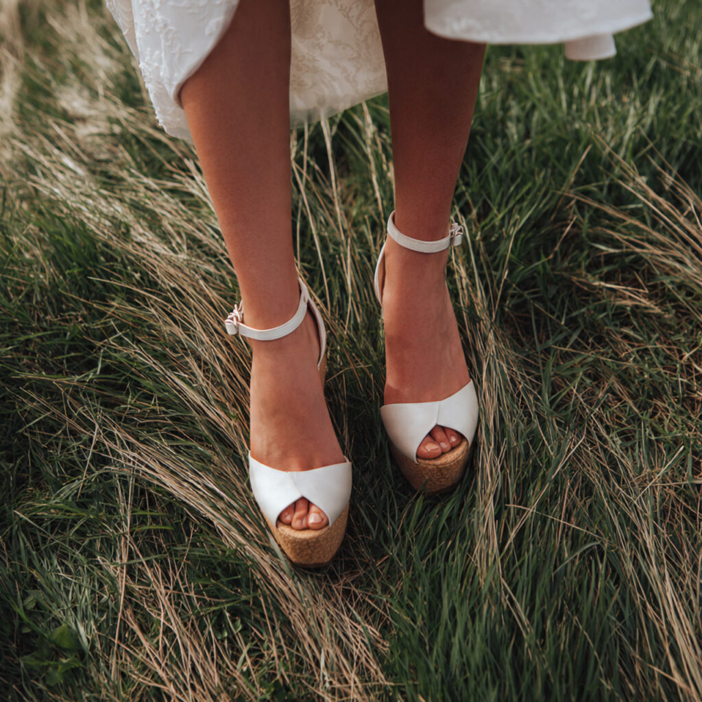 bridal wedge shoes designed for outdoor weddings