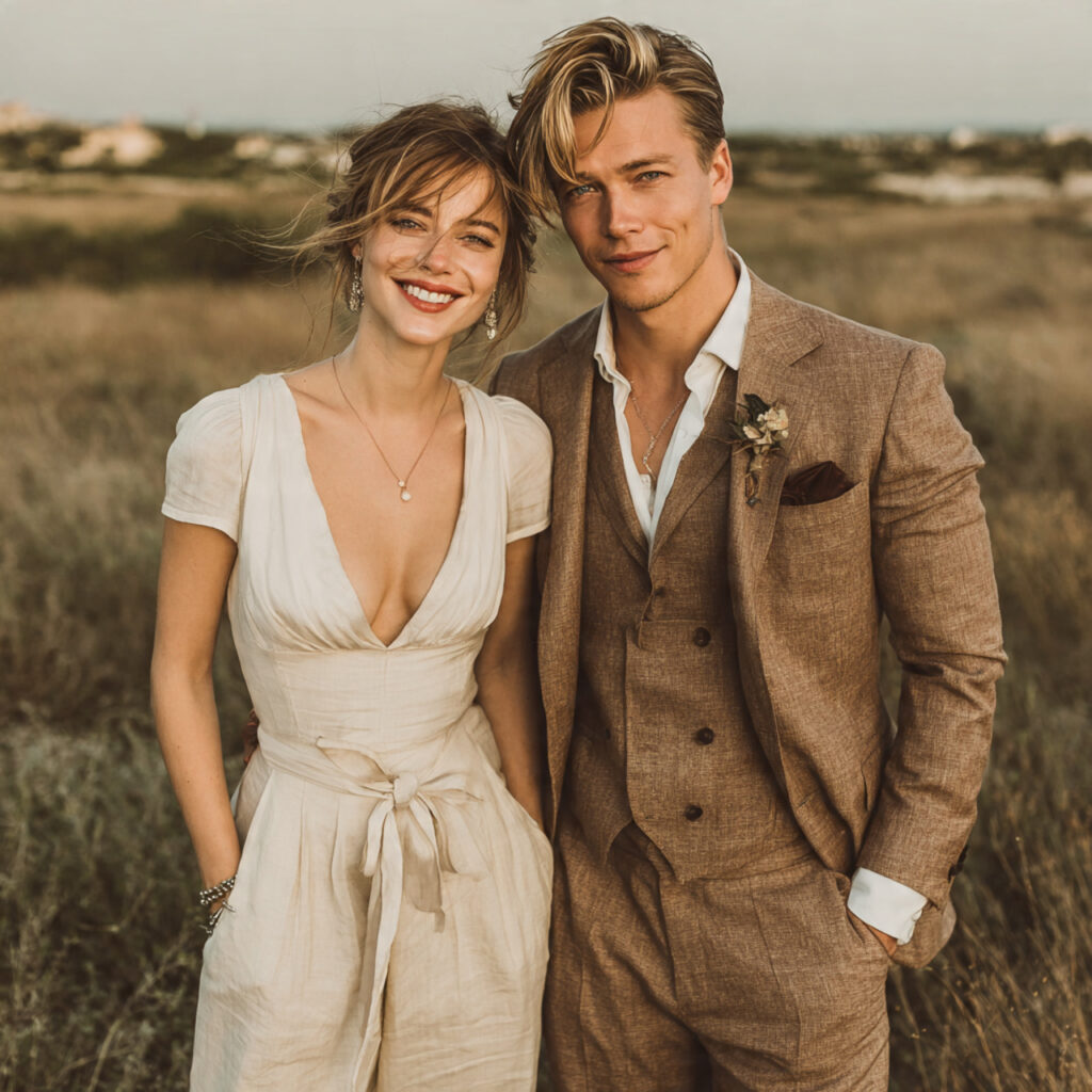 bride and groom in simple elegant wedding