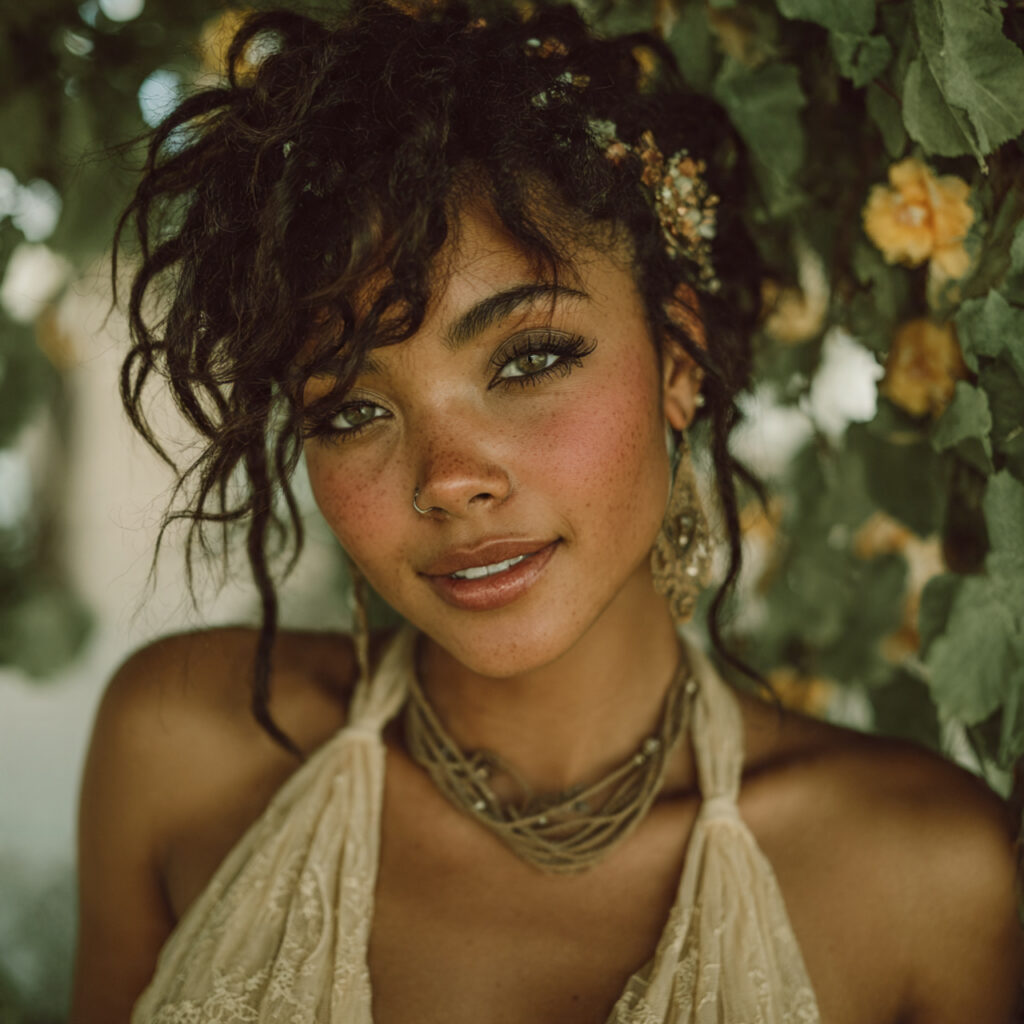 bride in flowy chiffon wedding dress loose