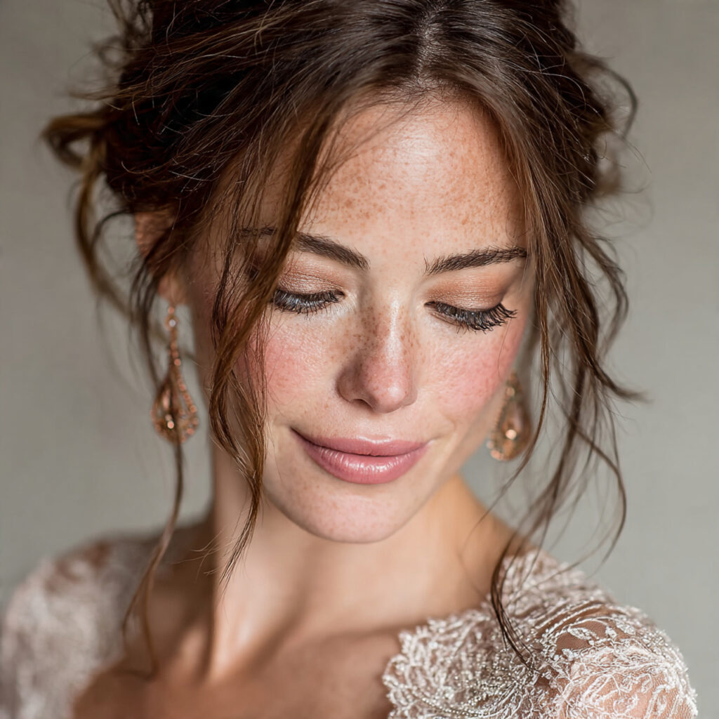 bride with softly sculpted eyes using neutral