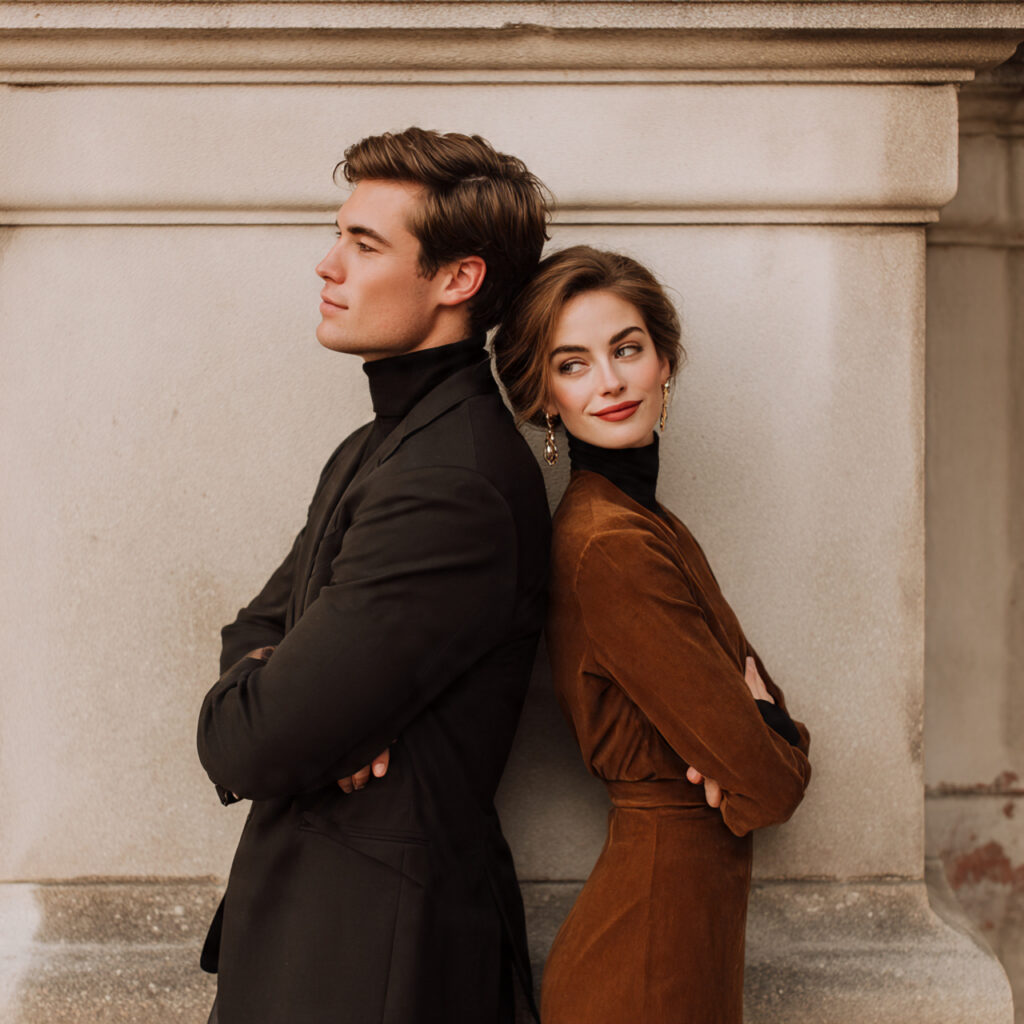 21 Cozy and Stylish Fall Engagement Photo Outfit Ideas 21 classic fall engagement portrait couple wearing perfectly