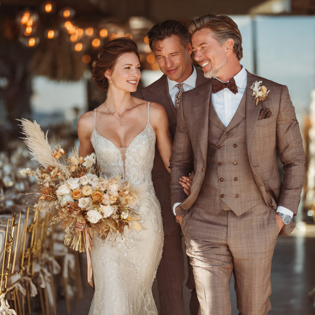 couple and planner walking through the wedding