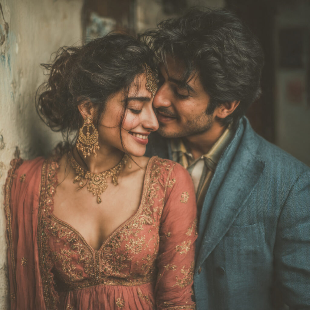 couple caught mid movement pause candid pre wedding