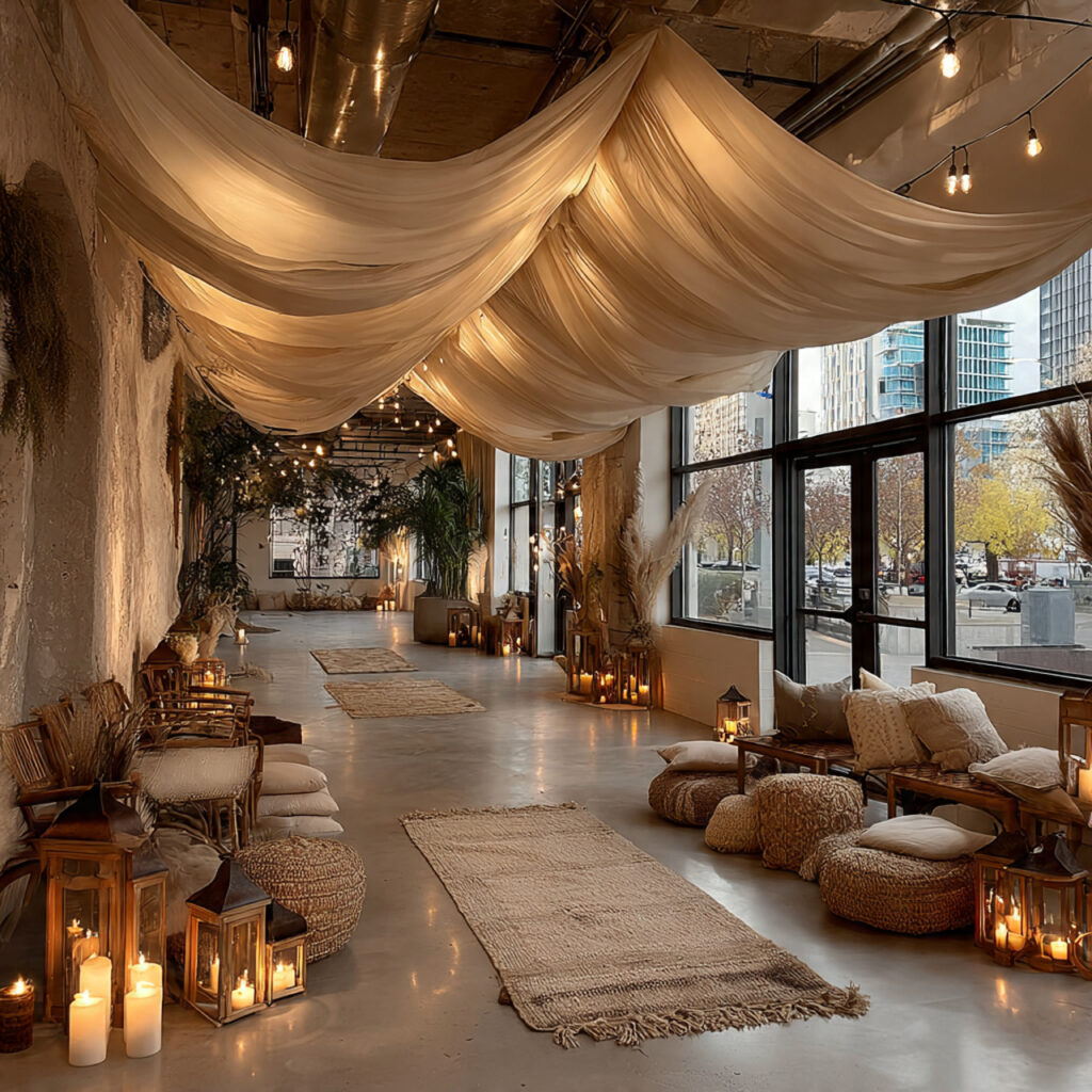 cozy indoor december wedding ceremony with warm