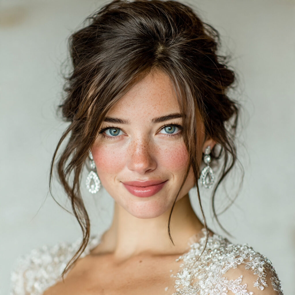 december bridal makeup and hairstyle with natural