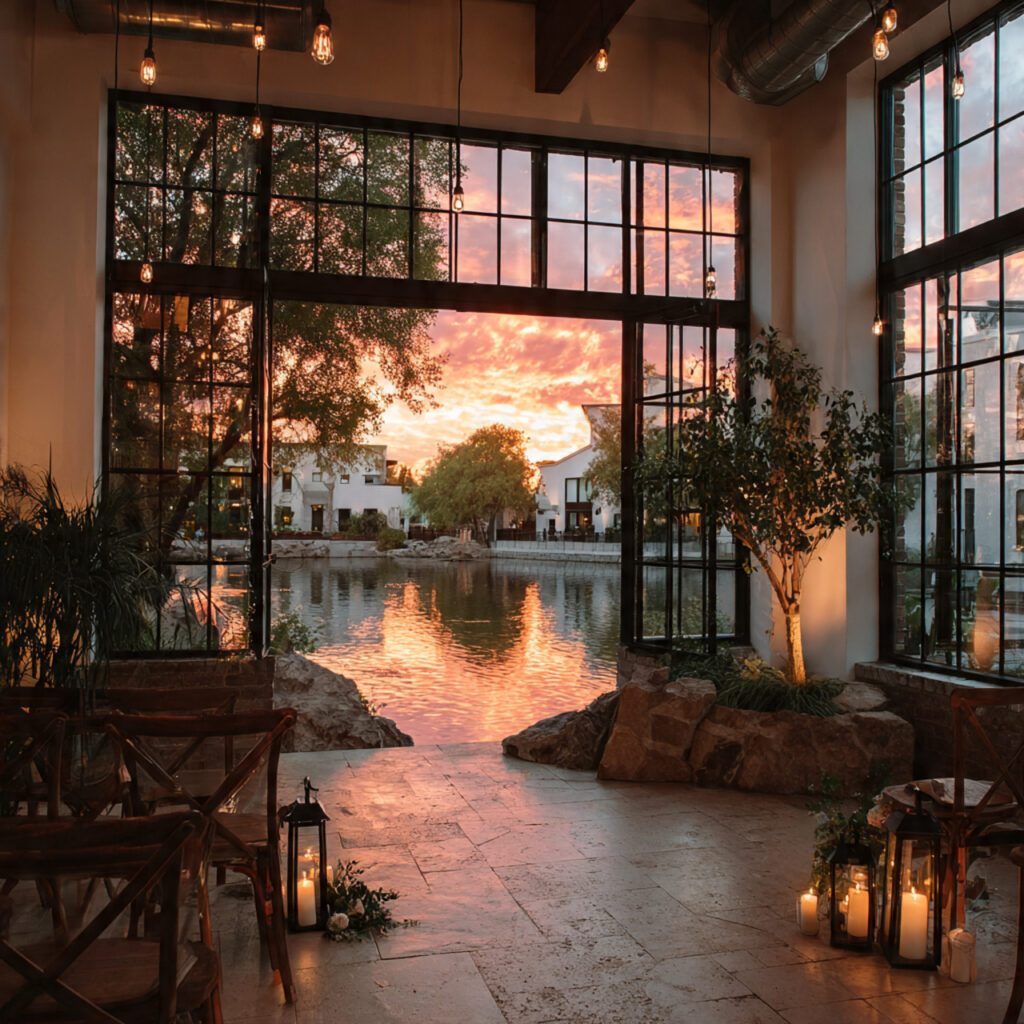 december wedding ceremony during late afternoon with