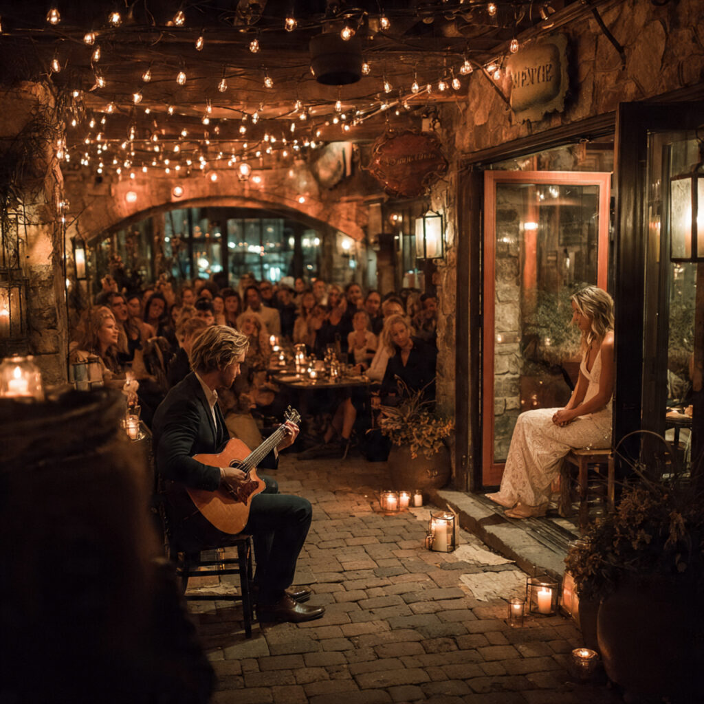 december wedding ceremony with live acoustic music