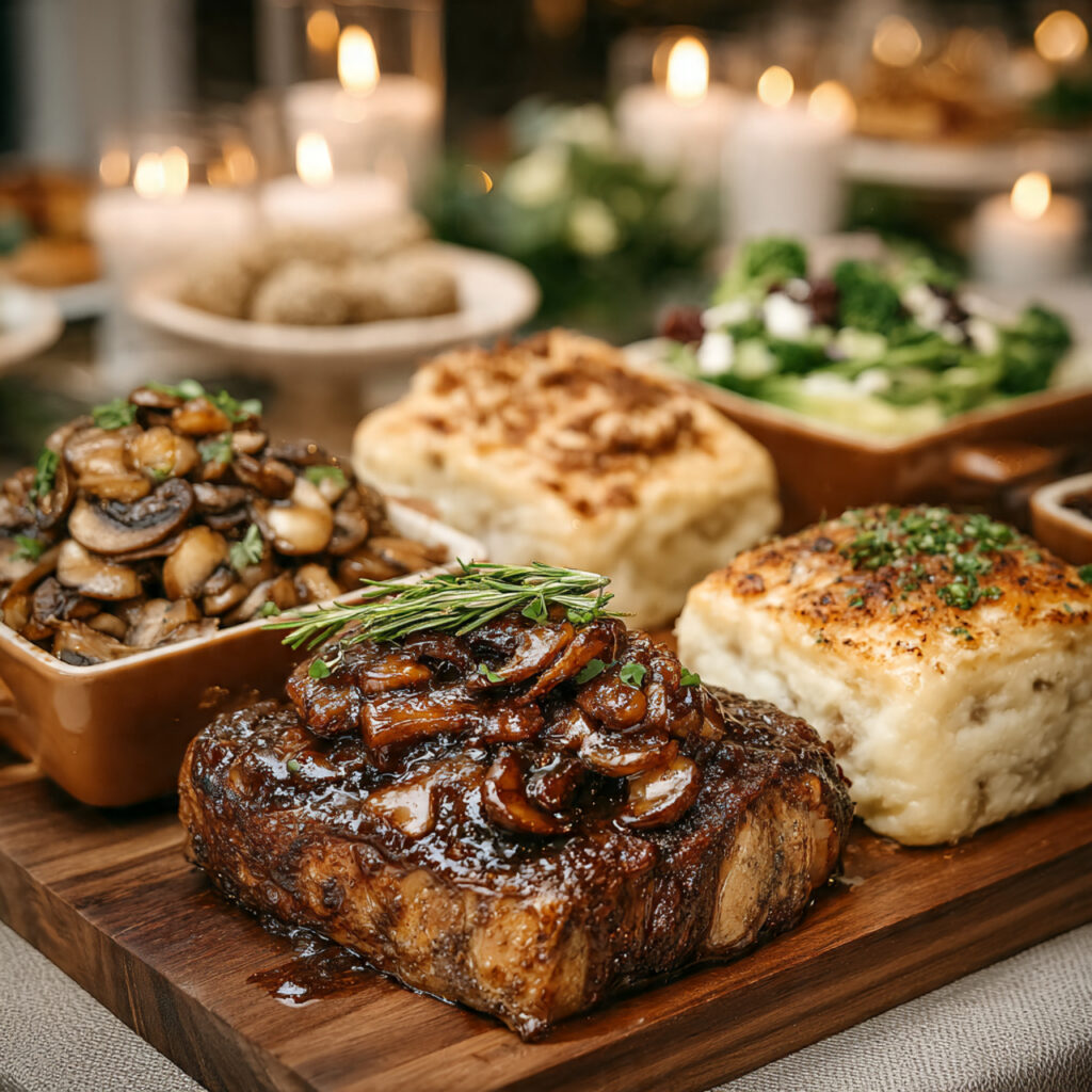 december wedding food setup featuring warm dishes