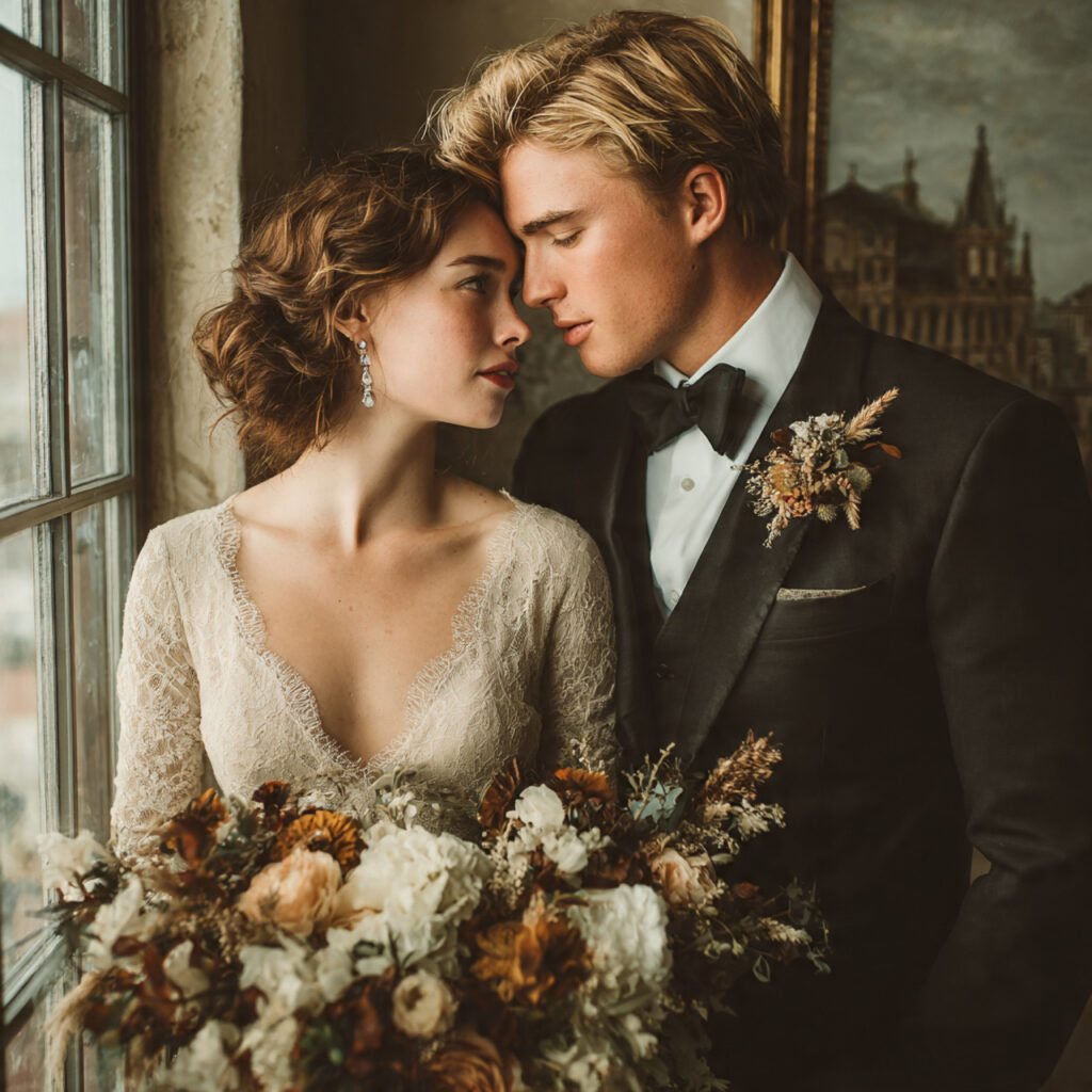 december wedding photography indoors with natural window